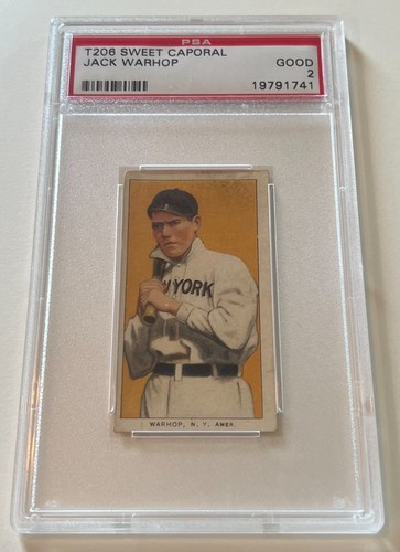 1909-11 T206 Jack Warhop NY Sweet Caporal PSA 2 GOOD vintage baseball card
