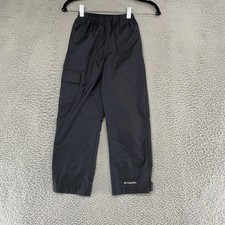 Columbia Rain Pants Kids XS Black Nylon Shell Cargo Pocket Outdoor Hiking