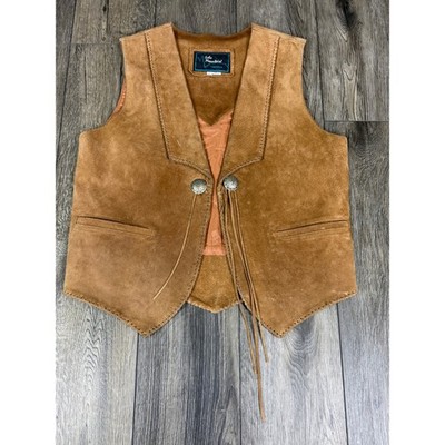 Echo Mountain Arturo Western Concho Suede Vest Tan 40 Leather Boho Festival