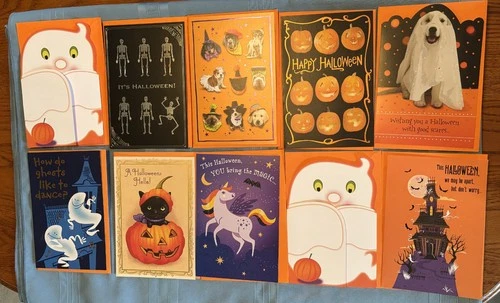 Lot of 10 Brand New Hallmark Expressions Halloween Greeting Cards w Envelopes