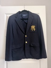 Womens Polo Ralph Lauren Navy Crest Blazer Embroidered Size 12