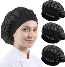 3 Pcs Chef Hats for Women, Adjustable Cooking Chefs Cap Food Service Hair Nets