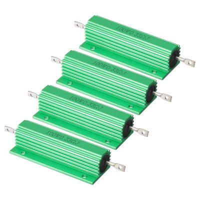 100W 0.33 Ohm Aluminum Shell Resistor, 4 Pack Aluminum Housing Resistor, Green