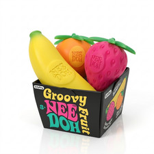 Schylling Groovy NeeDoh Fruit Stress Ball Set Squeezable Fidget Toy Pack 3