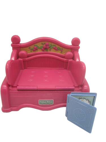 Fisher Price Briarberry rosa SEDIA LETTO divano estraibile con libro 1998 VINTAGE - Foto 4 di 14