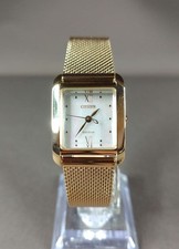 Citizen L Square Eco-Drive Pink Shell Dial Ladies Watch Sapphire Gold Tone