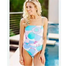 EUC J.Marie Size Medium Floral Blue and White One Piece Swimsuit
