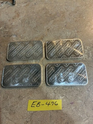 4 ENGELHARD 1 OZ. .999 FINE SILVER BARS "LOW NUMBERS"