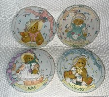 Cherished Teddies Plaque Set 4pc Hope Love Charity Faith 1994