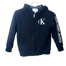 Calvin Klein Jeans Kid  s Black Zip Up Logo Hoodie Size Small