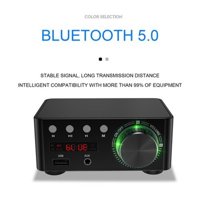 12-24V 50W + 50W Bluetooth 5.0 Digital Power Sound Amplifier Desktop HiFi Stereo