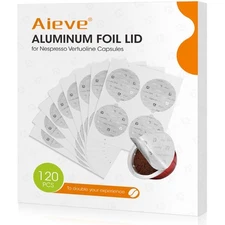 Aieve 120Pcs Aluminum Foil Seals Lid For Reusable Nespresso Pods Vertu