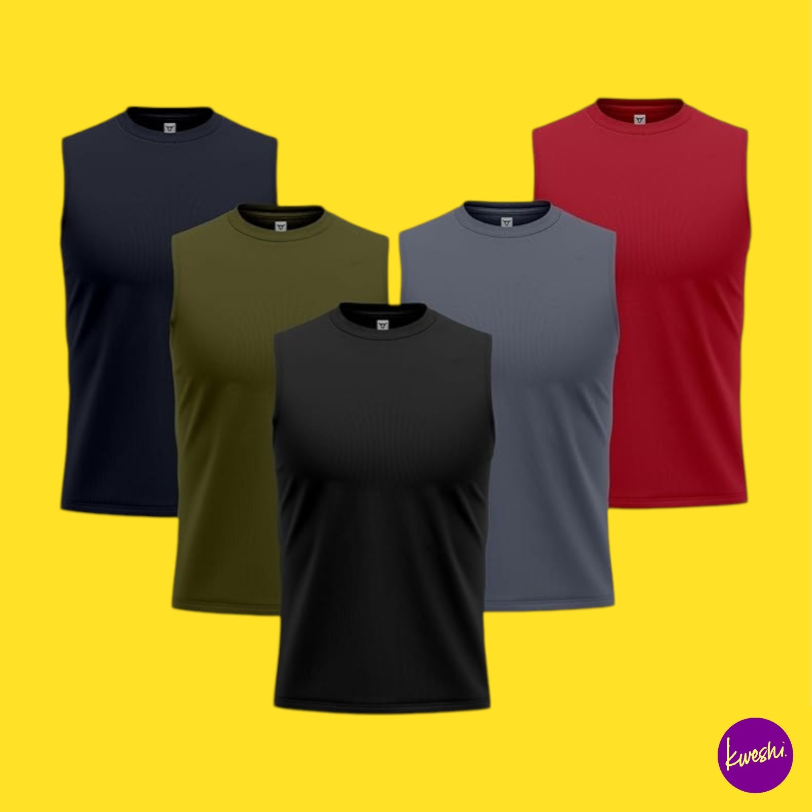 5 PACK Men's Muscle Running Tank Tops, Dry-Fit Workout Vests, Multi, UK S