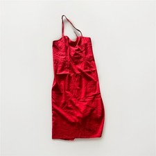 Wild Fable Red Satin Corset Midi Dress Womens L/XL Lace Up Back Bodycon Party