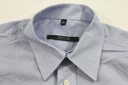 Eterna Excellent Camicia Blu Bianco Mélange Manica Lunga 40 Come Nuova #E4276 - Foto 1 di 1