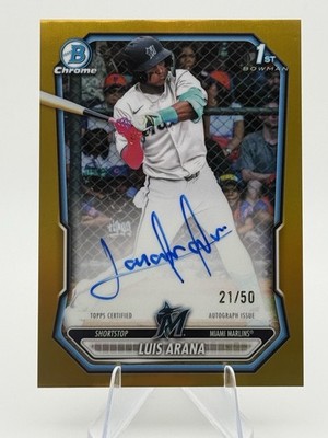 2026 Bowman Chrome Prospect Autographs Luis Arana Gold Refractor 21/50 #CPA-LA