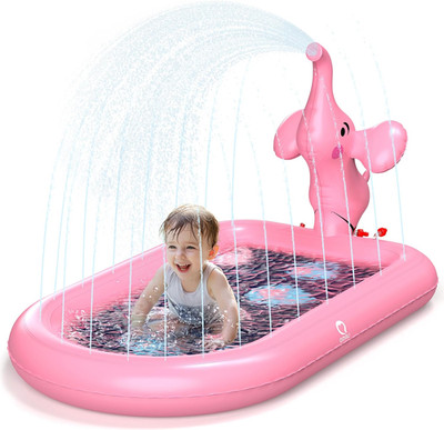 Splash Pads for Toddlers 1-3, Pink Elephant Toy Splash Pad for Kids, Outdoor Pla