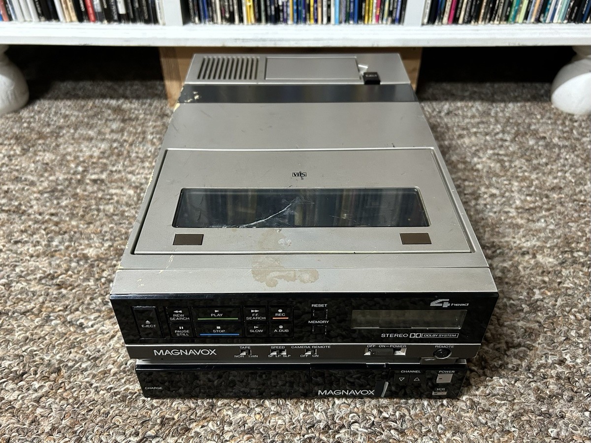 Vintage Magnavox VR8458SL01 Portable VHS Player w/ Tuner Adapter