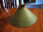 GAS STATION INDUSTRIAL 8" GREEN & CREAM OUTSIDE LIGHT SHADE GREAT PATINA — photo 3