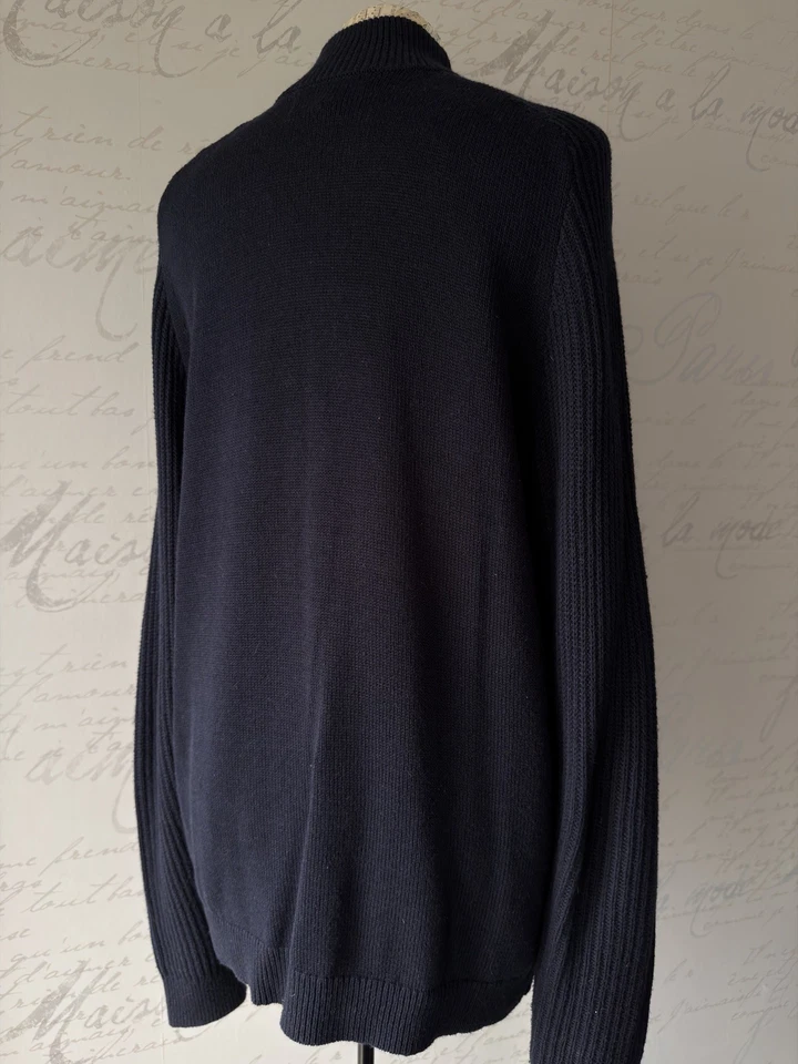 Size M Mens William Hunt 1/4 Zip Knitted Jumper Cotton/Alpaca Knit NAVY - Image 4 of 4