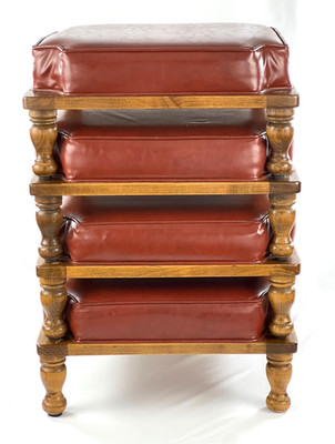 Set of 4 Vintage 60s Ethan Allen Stackable Footstools in Saddle Brown