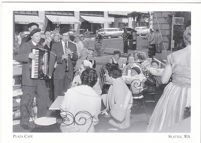 *Seattle Postcard-''The Plaza (Sidewalk) Cafe'' -1959-  @ Seattle Wa.   {C6}-
