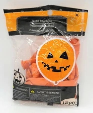 Greenbrier International Halloween Orange Jack-O-Lantern Latex Balloons - 12 pc