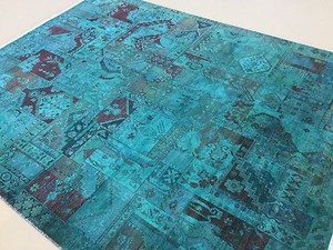 8'.0" X 10'.2" Greenish Blue Modern Geometric Persian Oriental Area Rug