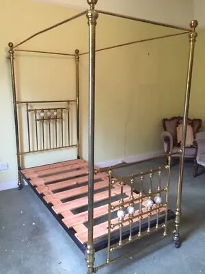 Buy Antique Brass Single Four Poster Bed