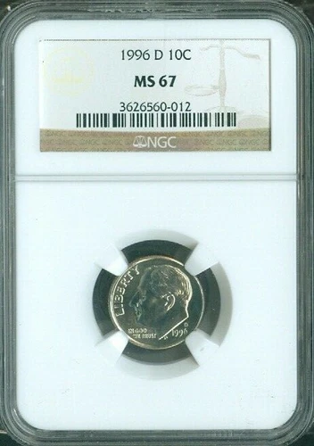 1996 D ROOSEVELT DIME NGC MS67 MINT QUALITY✔️