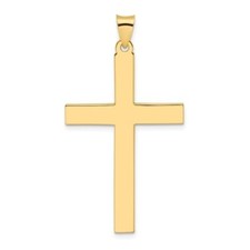 Real 14kt Yellow Gold Polished Solid Cross Pendant
