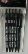 SEATTLE SEAHAWKS  NFL Pens Click Style 5 Pack Black Ink NEW NIP