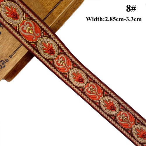 1 Roll Vintage Floral Brocade Jacquard Ribbon Trim Fringe DIY Upholstery Crafts - Picture 9 of 19