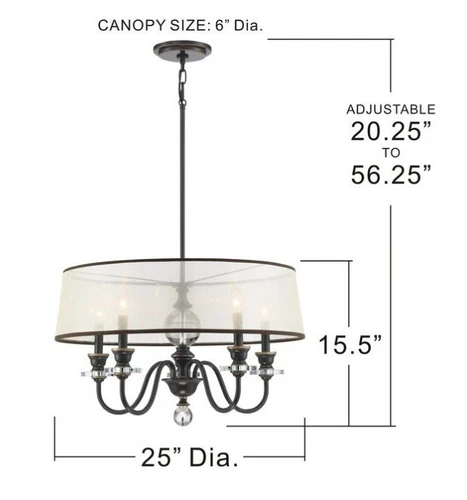 Five Light Chandelier, Palladian Bronze By Quoizel From The Ceremony Collection - Picture 4 of 4