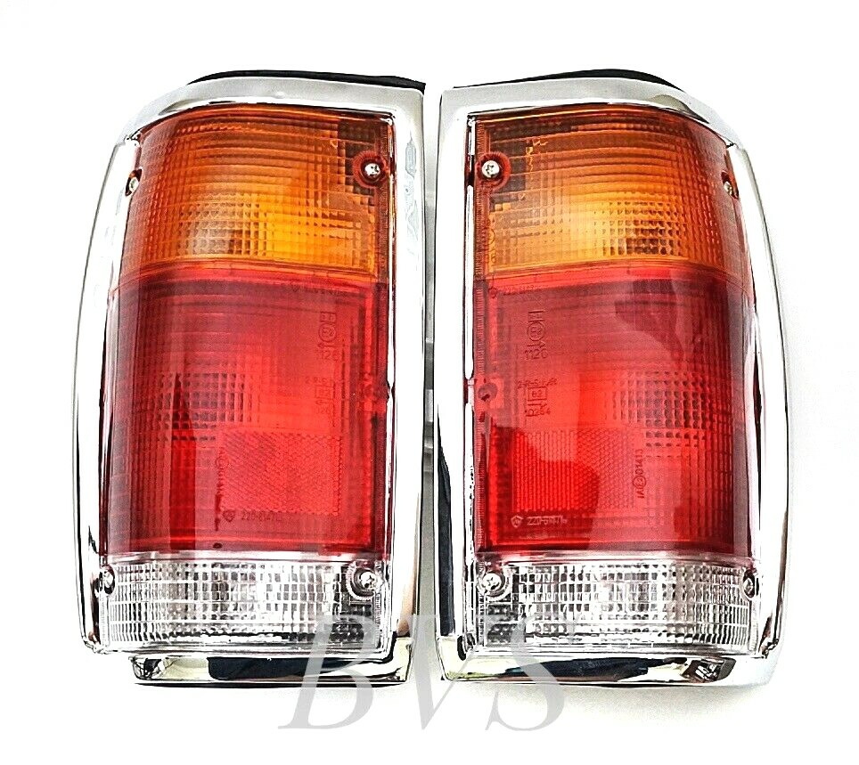 TAIL LIGHT LAMP PAIR WITH CHROME EDGE For 85-98 Mazda B2000 B2200