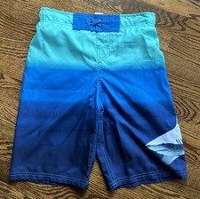 NWT Cat  Jack boys swim trunks suit shorts L 12/14 shark ombre blue teal