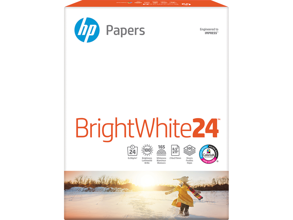 HP Bright White Inkjet Paper | 500 Sheets | Letter | 8.5 x 11 in | HPB1124P