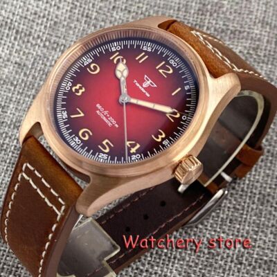 39mm CUSN8 Solid Bronze Case Red dial Sapphire glass NH35A Automatic Watch