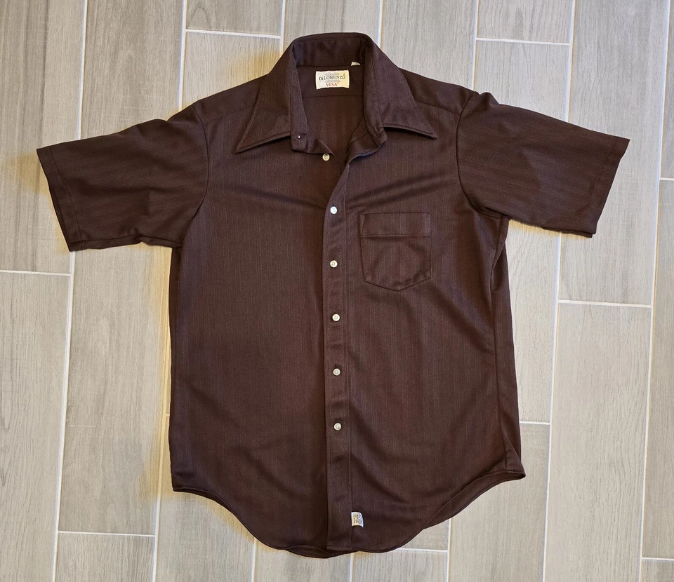 Lote (3) Camisa Abotonada Vintage Para Hombre Manga Corta Años 70 Talla 16 Cuello Extendido Grande Foto 2 de 4