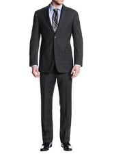 Luciano Natazzi Mens Two Button 2 Piece Plaid Suit Jacket With Pant
