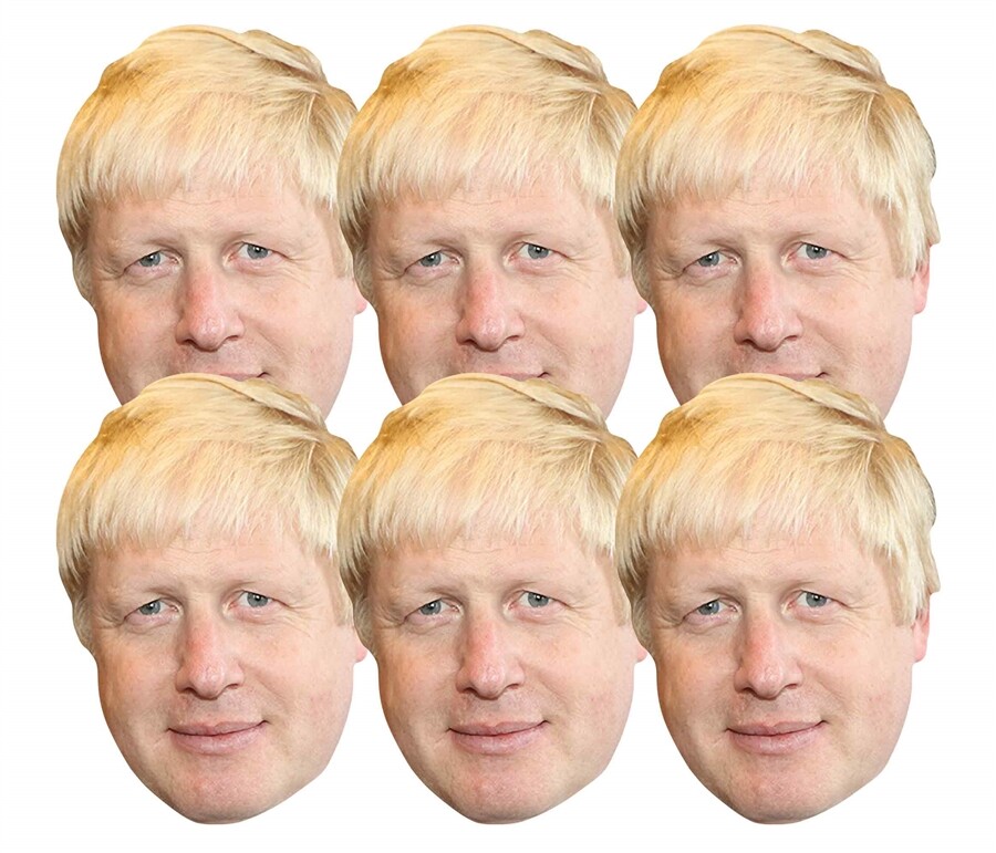Boris Johnson British Politician 2D Card Party Face Masks - Pack of 6 Political