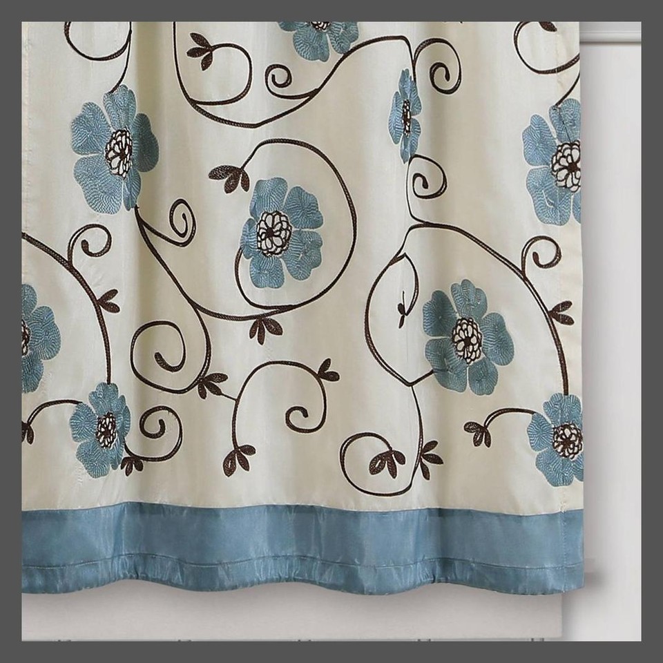 Set of 2 (29"x36") Royal Garden Kitchen Curtain Tiers Blue Lush Décor