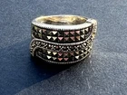 Vintage Sterling Silver 925 Thai Ladies Marcasite Ring Size 7.5