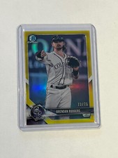 2018 BOWMAN CHROME CANARY YELLOW REFRACTOR ROOKIE BRENDAN RODGERS RC /75