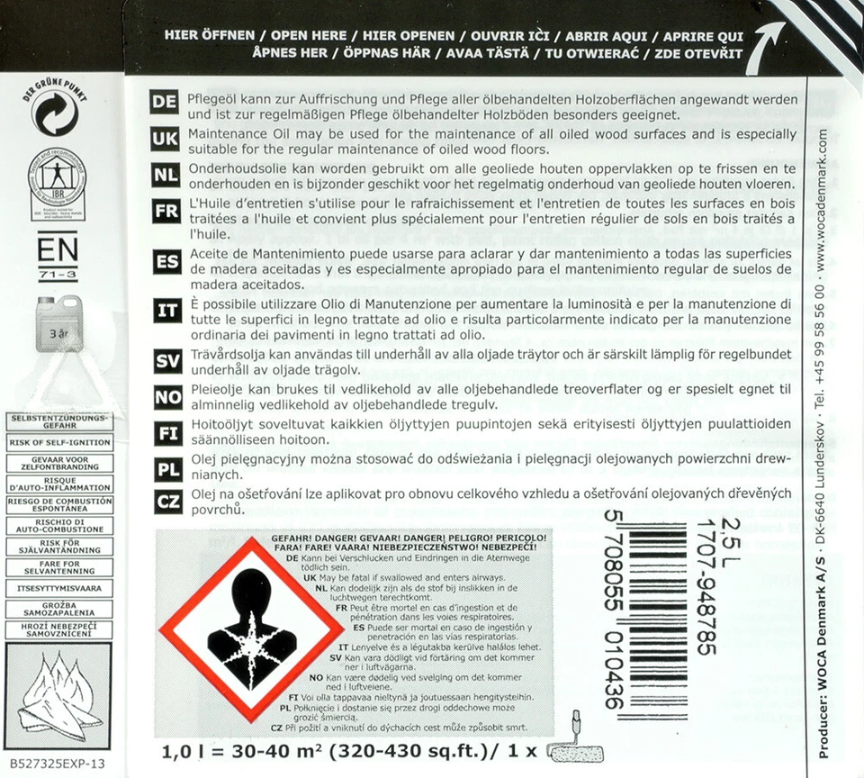 WOCA Pflegeöl Parkett, Holz, Laminat, Holzboden 2,5 Liter *Natur* (16,88 €/L) - Bild 2 von 2