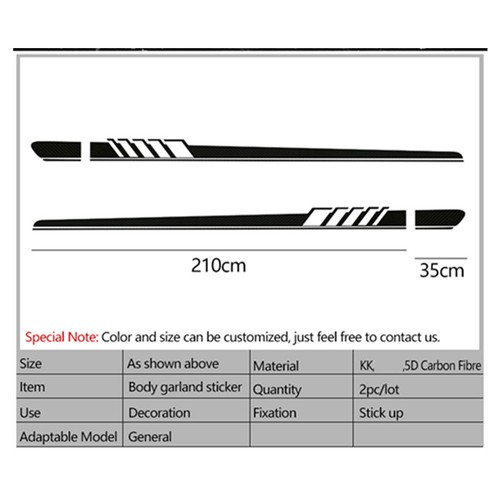 5D Carbon Fiber Sticker Racing Body Stripe Side Skirt For Benz C Class AMG W205 - Picture 8 of 11