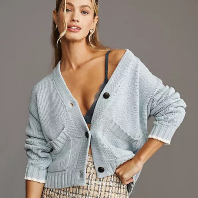 Kerri Rosenthal Heart Cardigan Sweater Anthropologie Patch Pockets Size XL NEW