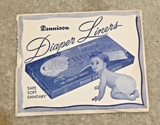 Vintage c1940's Dennison Baby Diaper Liners In Original Package, Least Expensive