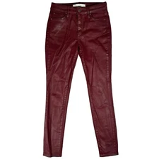 Ella Moss Jeans Juniors Size 24 Red Coated High Rise Skinny Ankle Crop Burgundy