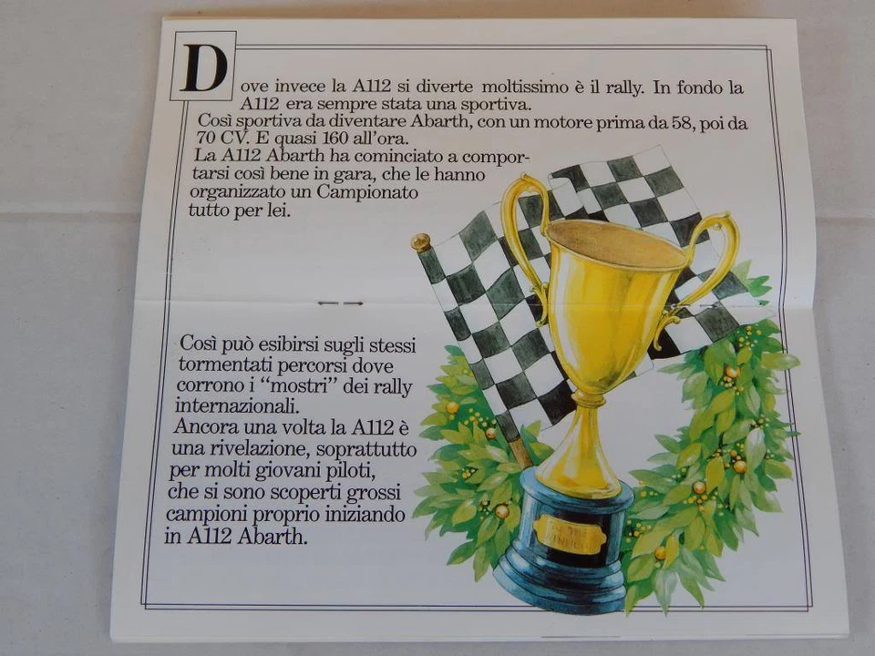 AUTOBIANCHI A112 112 ABARTH 70 HP DEPLIANT BROCHURE PROSPEKT - Immagine 3 di 4